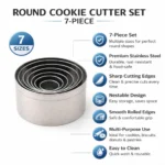 KMW Stainless Steel Round Cookie Cutter Set 7-Piece - Image 4