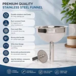 KMW Stainless Steel Funnel with Detachable Strainer - Image 7