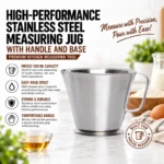 KMW Stainless Steel Measuring Jug with Handle and Base 500 ML | Kitchen Measuring Jug