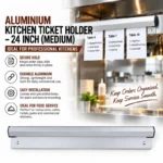 KMW Aluminium Kitchen Ticket Holder – 24 Inch (Medium) | Order Rack & Bill Holder for Restaurants, Cafés, Hotels, Pubs & Bars