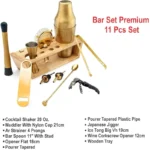 KMW Premium Gold PVD Stainless Steel Bar Set with Wooden Stand & Gift Box – 11-Piece Cocktail Mixing Kit - Image 3