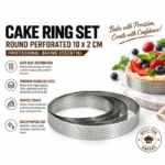 KMW Round Perforated Cake Ring Set 10 × 2 CM – 3-Piece | 18/8 Stainless Steel