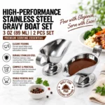KMW Stainless Steel Gravy Boat 3 Oz (89 ML) – 2 Pcs Set | Sauce & Dressing Server