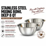 KMW Stainless Steel Mixing Bowl Deep 8 Qt (7.6 Litres) – Set of 2