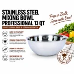KMW Stainless Steel Mixing Bowl Professional 13 Qt (12.3 Litres)